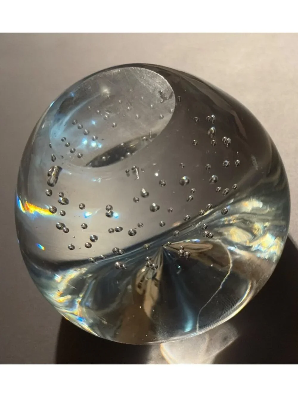 Vintage Clear Glass Apple Paperweight Bubble Inclusion Design